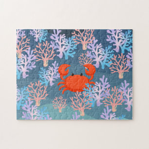 kids magical crab under the sea rainbow pastel jigsaw puzzle