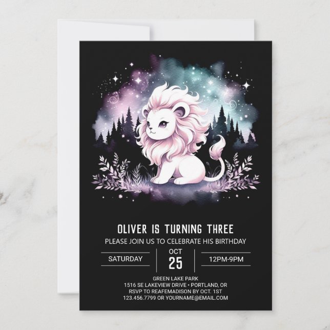 Kids Magical Lion Birthday  Invitation (Front)