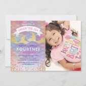 Kids Magical Mermaid Birthday Party Photo Invitation (Front)