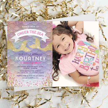 Kids Magical Mermaid Birthday Party Photo Invitation by special_stationery at Zazzle