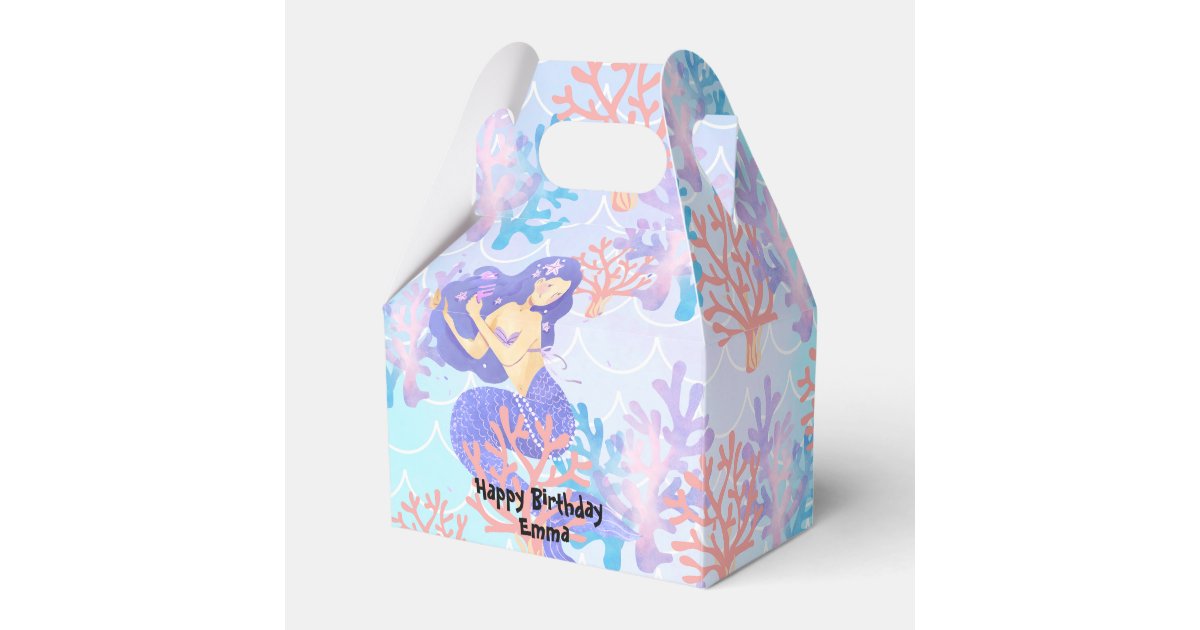 kids magical mermaid under the sea rainbow pastel favor boxes | Zazzle