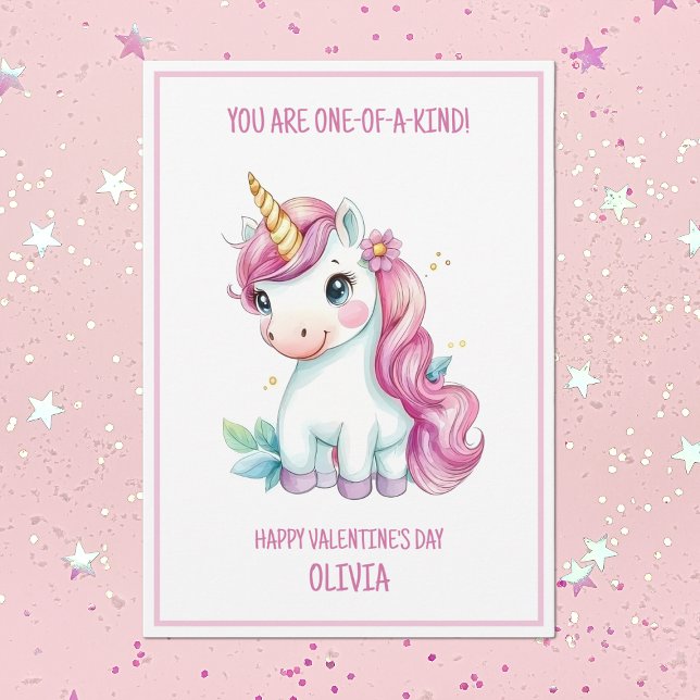 Kids Magical Unicorn Cute Girls Colorful Valentine Holiday Card (Kids Magical Unicorn Cute Girls Colorful Valentine Holiday Card)