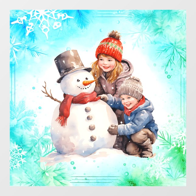 kids making a snowman window cling (Sheet)