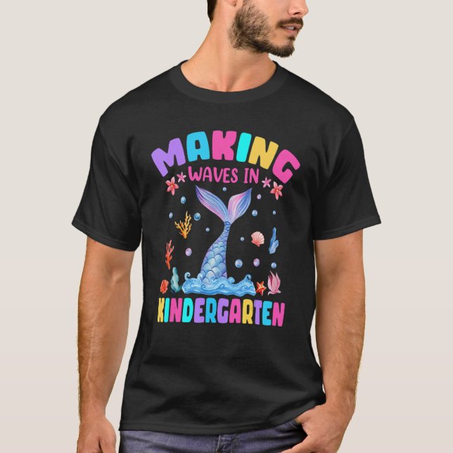Kids Making Magical Waves In Kindergarten Mermaid  T-Shirt (Front)