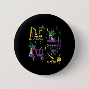 Kids Mardi Gras Construction Truck Cute Vehicle Bo Button