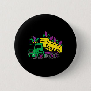 Kids Mardi Gras Dump Truck Cute Construction Boys  Button