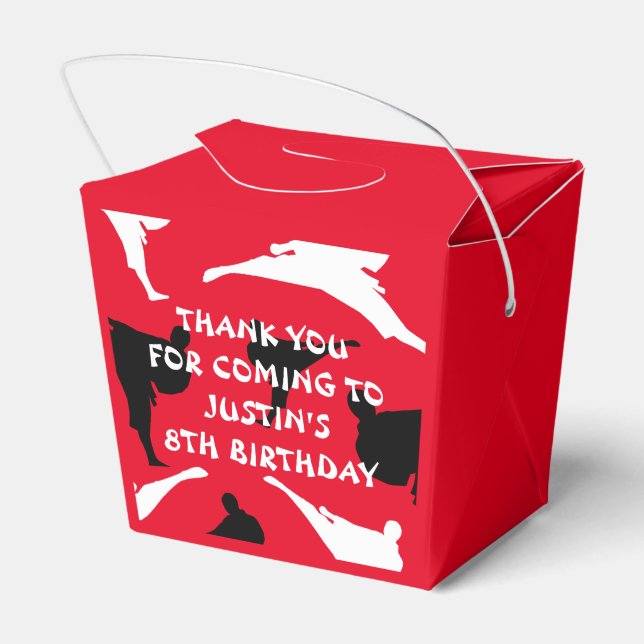 Kid's martial arts karate Birthday party favor box (Back Side)