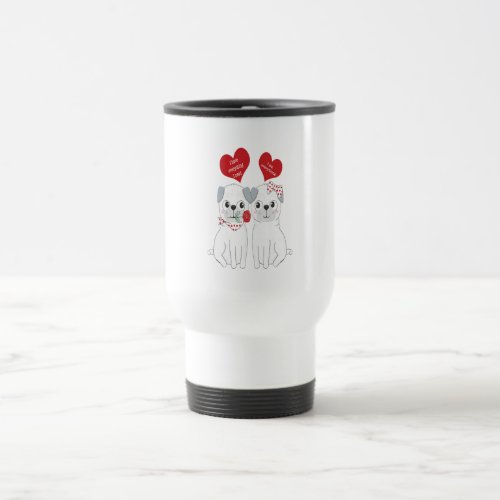 Kids Matching Valentines Pug Dog Lover Gift Travel Mug