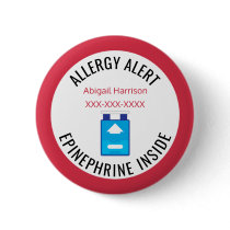 Kids Medical Alert Allergy Epinephrine Inside Pinback Button