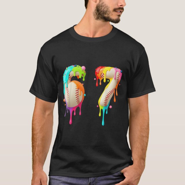 Kids Meme 67 Number Six 6 Seven 7 Ice Cream Drips  T-Shirt (Front)