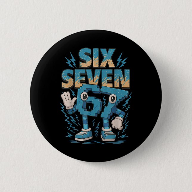 Kids Meme 67 Six Seven 6 7 Italian Brainrot  Button (Front)