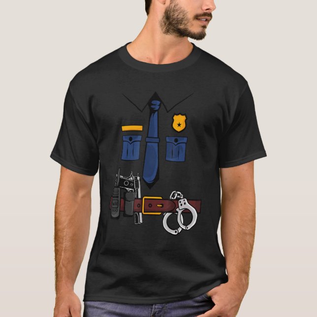Kids Mens Womens Police Uniform Costume T-Shirt (Front)
