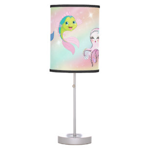 Kids Mermaid And Rainbows Table Lamp