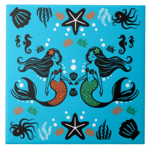 Kids Mermaid Beach Ceramic Tile