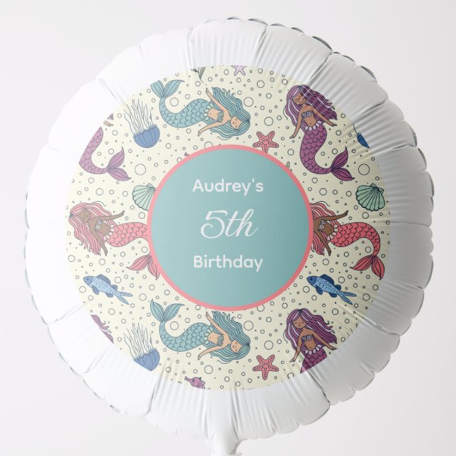 Kids Mermaid Birthday  Balloon (Front)