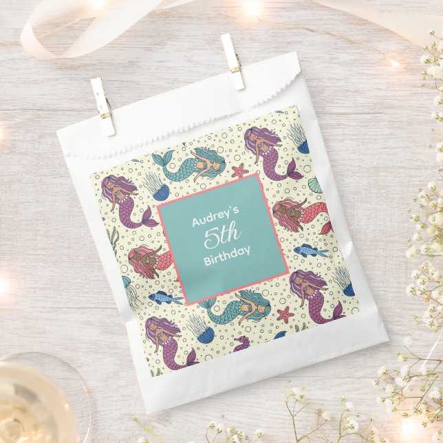 Kids Mermaid Birthday Favor Bag (Clipped)