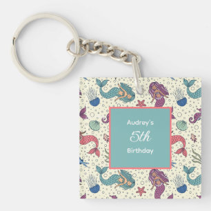 Kids Mermaid Birthday  Keychain