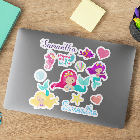 Kids Mermaid Friends Personalized Fun Set Sticker