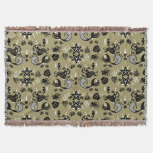 Kids Mermaid Gold Beach Throw Blanket