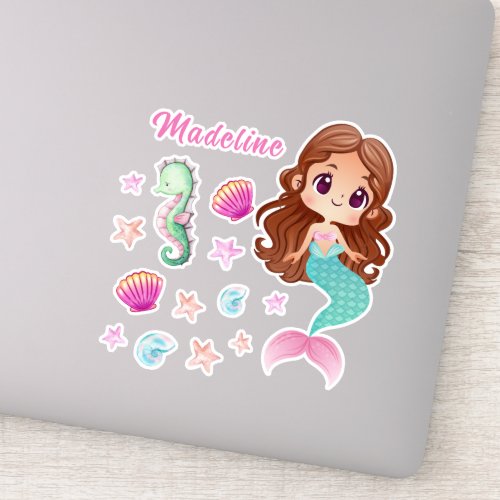 Kids Mermaid Personalized set Sticker