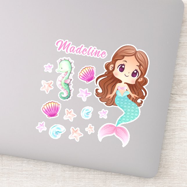 Kid's Mermaid Personalized set Sticker (Detail)