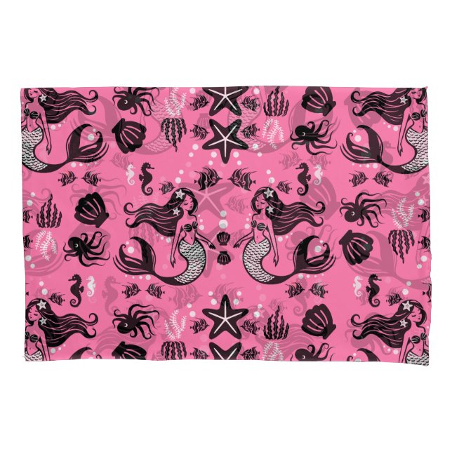 Kids Mermaid Pink Pillow Case (Front)