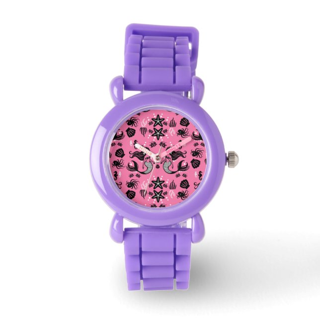 Kids Mermaid Pink Watch (Front)