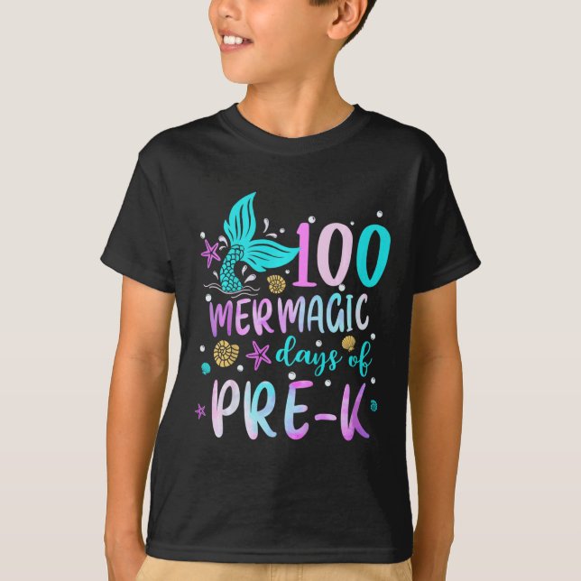 Kids Mermaid Tail 100 Mermagic Days Of Pre-k For T T-Shirt (Front)