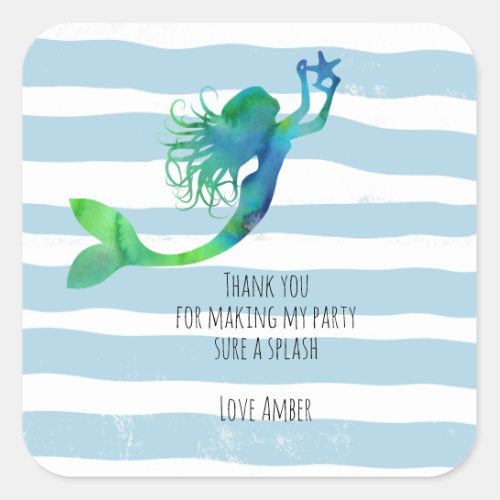 kids Mermaid thank you for making a splash Square Sticker