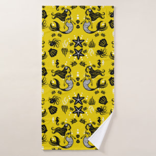Kids Mermaid Yellow Beach Bath Towel