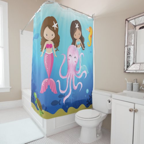 Kids Mermaids Under The Sea Shower Curtain