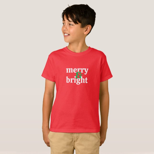 Kid's Merry & Bright Christmas T-Shirt (Front Full)