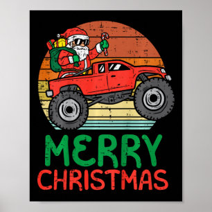 Kids Merry Christmas Santa Monster Truck Xmas Pj T Poster