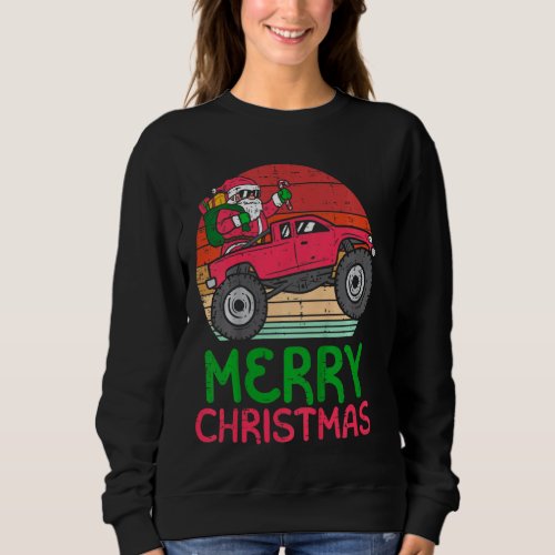Kids Merry Christmas Santa Monster Truck Xmastoddl Sweatshirt