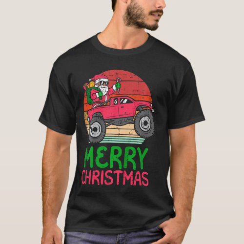 Kids Merry Christmas Santa Monster Truck Xmastoddl T_Shirt