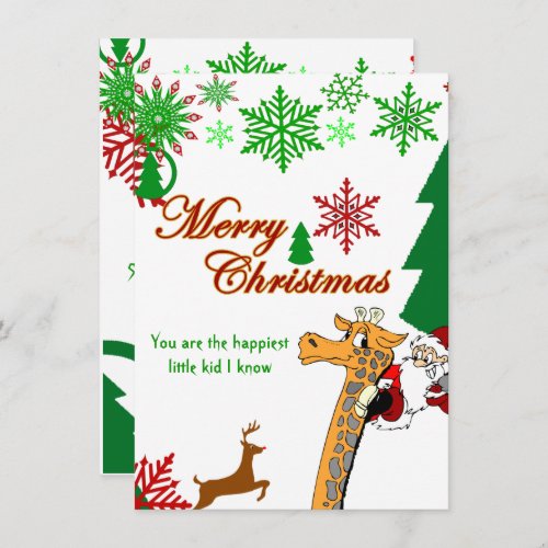 Kids Merry Christmas Santa Riding Giraffe Reindeer