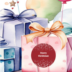 Kid's Merry Christmas Snowflakes Red Party Crafts Classic Round Sticker