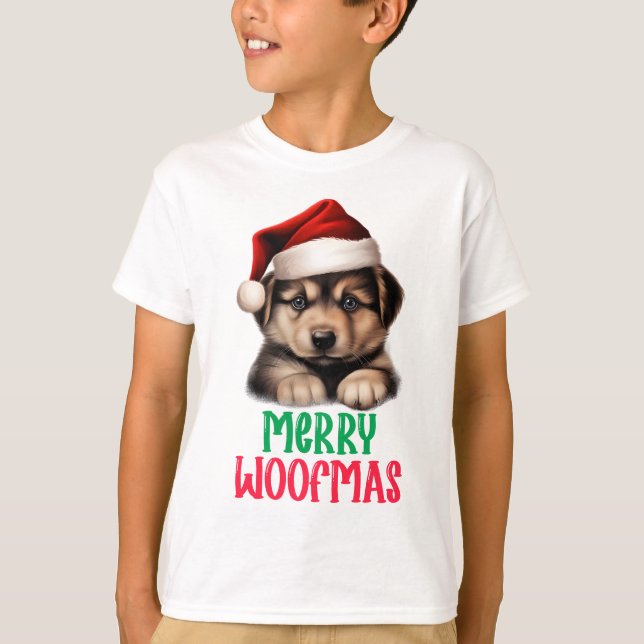 Kids Merry Woofmas T-Shirt (Front)
