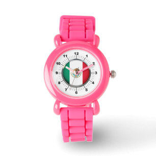 Kid's Mexico Flag Pink Glitter Strap Watch