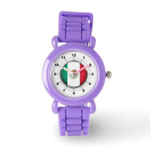 Kid's Mexico Flag Red Glitter Strap Watch