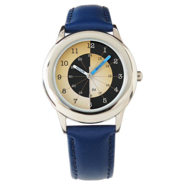 Kids Military Time Watch With Colorful Bands (Front)