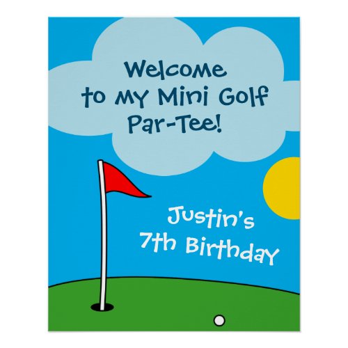Kids mini golf putt putt Birthday party welcome Poster