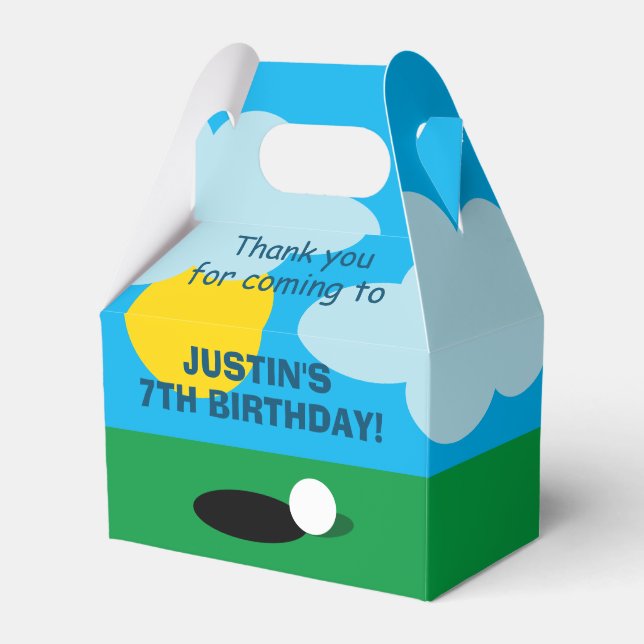 Kid's miniature golf Birthday party custom Favor Boxes (Front Side)