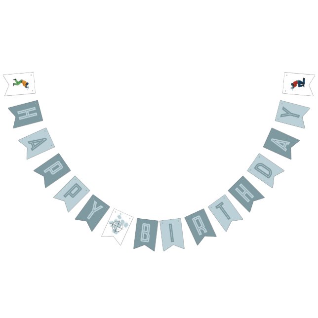 Kids Modern Blue Paintball Boys Birthday Bunting Flags (All)