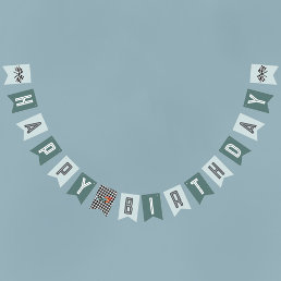 Kids Modern Blue Racing Car Boys Birthday Bunting Flags