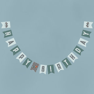 Kids Modern Blue Racing Car Boys Birthday Bunting Flags