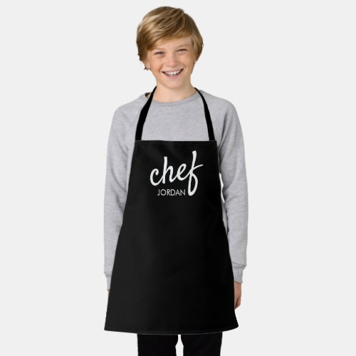 Kids Modern Chef Script Type Name Personalized  Apron