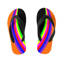 Kids Modern Geometric Rainbow Color Stripe Orange Kid's Flip Flops Kids Modern Geometric Rainbow Color Stripe Orange Kid's Flip Flops