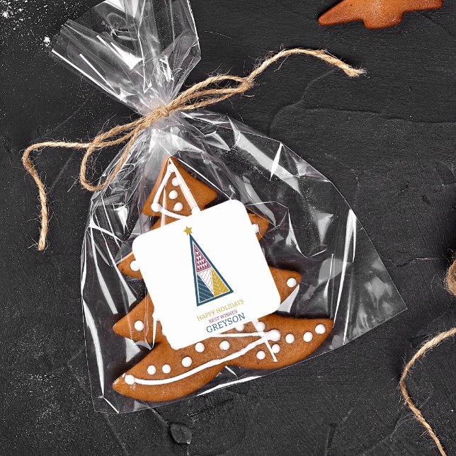 kids modern minimal geometric christmas  square sticker (Creator Uploaded)