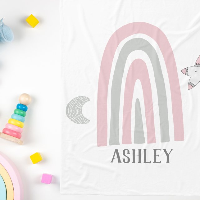 Kids Modern Rainbow Personalized Fleece Blanket (Creator Uploaded)